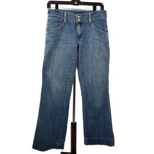 Eddie Bauer Blue Denim Jeans Bootcut  Flare Button Loops Vintage Nice Size 2 R
